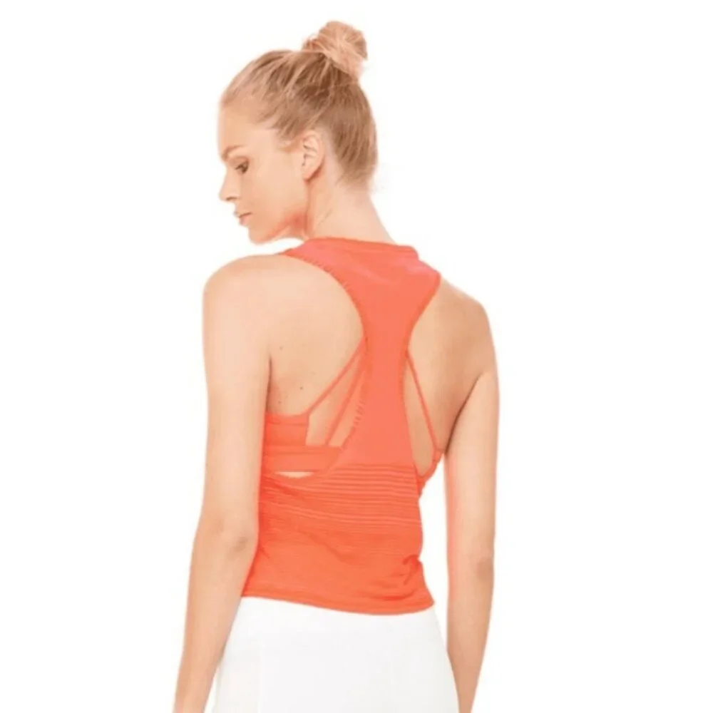 ALO Yoga Neon Orange Tank Top Crop Top